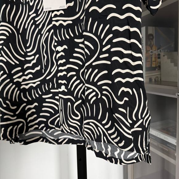 OAS Tar Lorenzo Viscose Patterned Button-Up Short Sleeve Shirt S NEW Oversized - Picture 4 of 7